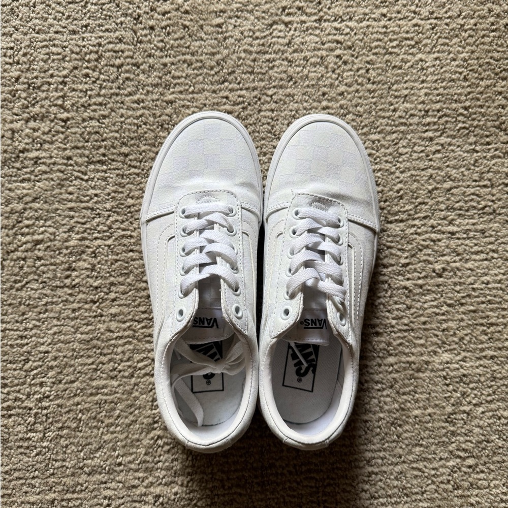 Vans White Checkered Low-Top Sneakers